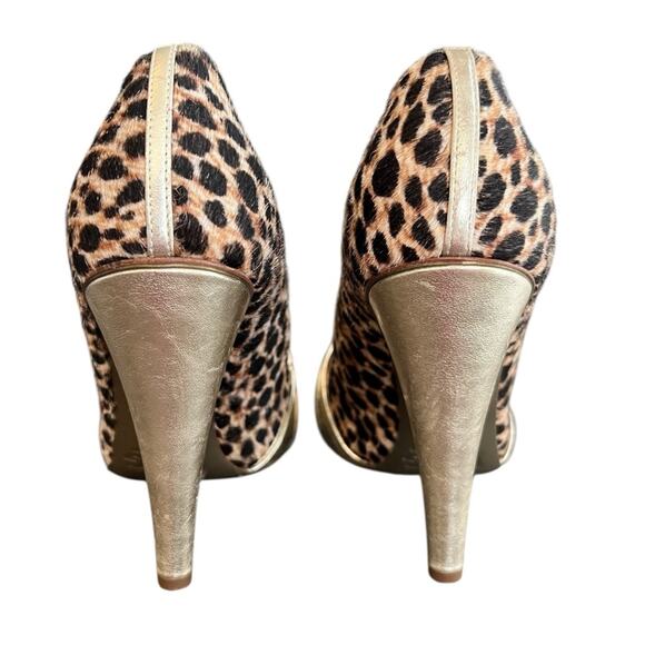 Dolce & Gabbana Women’s Vintage Peep Toe Gold Bow Leopard Print Pump Heels Sz 40 - Picture 7 of 13
